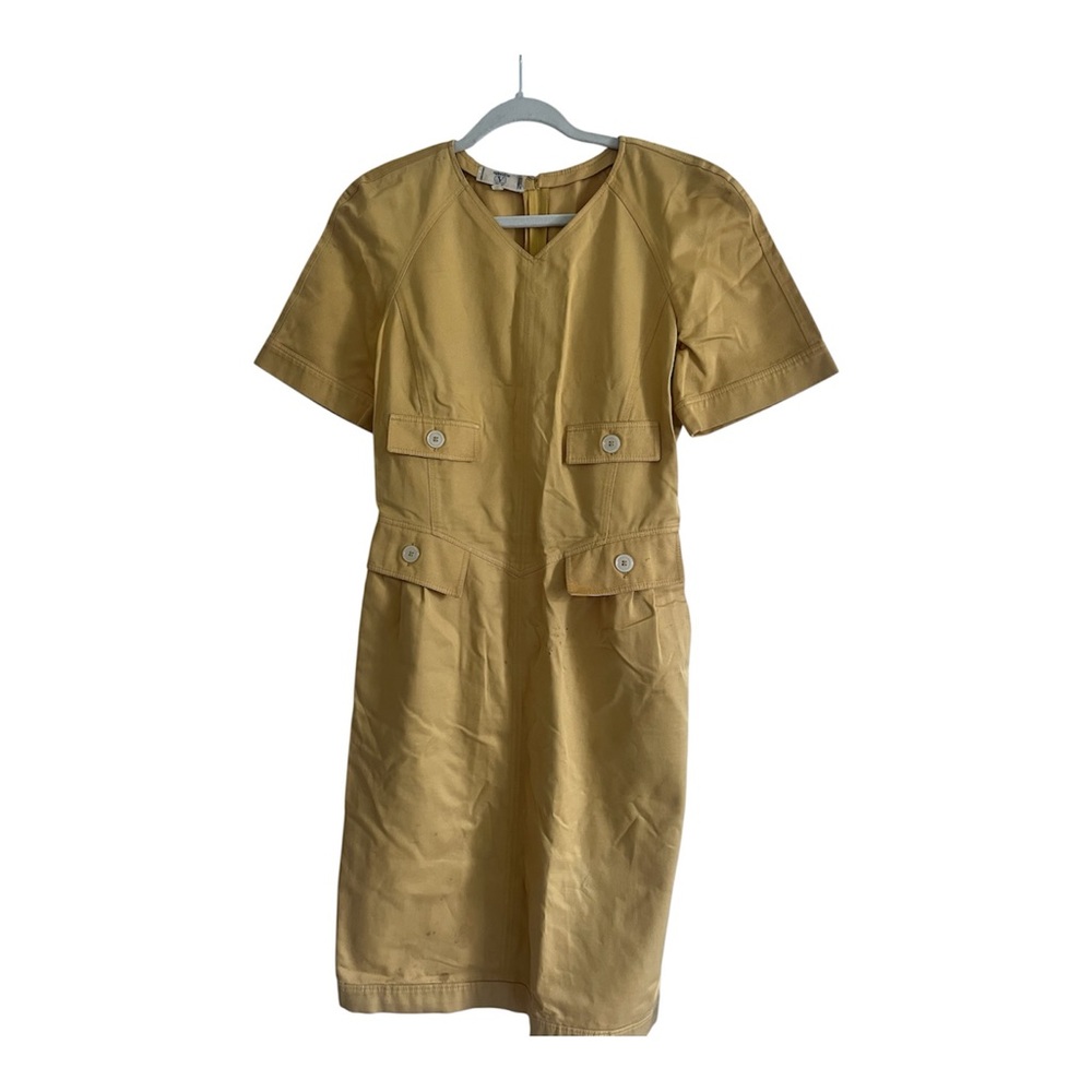 Vintage Valentino V Missy Short Sleeve Dress Made In Italy Butter Yellow 44/10